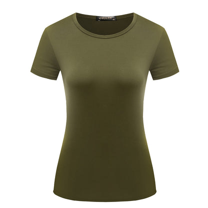 Fashionable Women's Solid Color Casual Short Sleeved Shirt