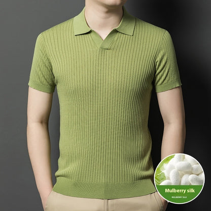 Men's Short Sleeved Lapel Casual Top