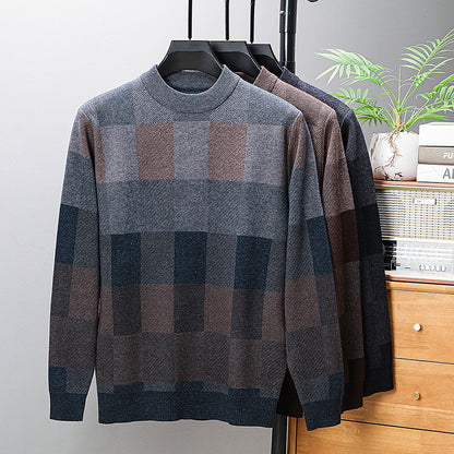 Men's Knitting Sweater Middle-aged Pullover Crew Neck Casual Bottoming Shirt