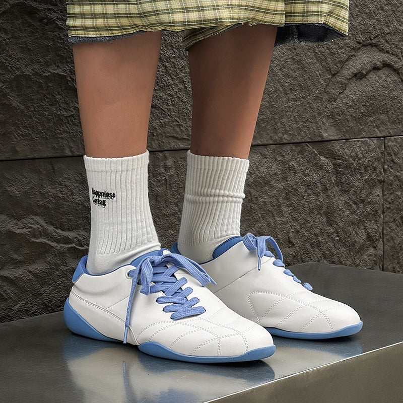 Oblique Lace-up Flat Retro Sports Casual Shoes