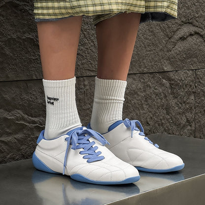 Oblique Lace-up Flat Retro Sports Casual Shoes