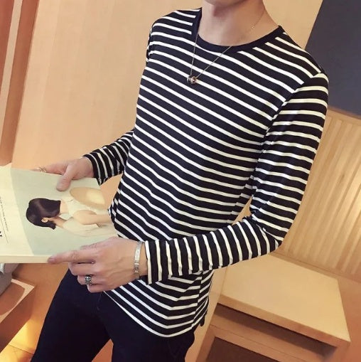 Black White Striped T-shirt Unisex Loose Oversize Extra Long Sleeve