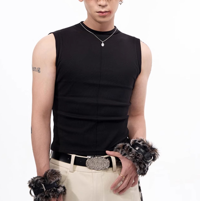 Slim-fit Stretch Waistcoat V-neck Sleeveless T-shirt