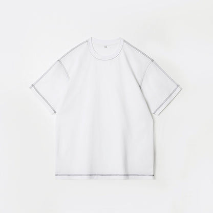 Retro Shoulder Contrasting Color Line Short Sleeved Shirt