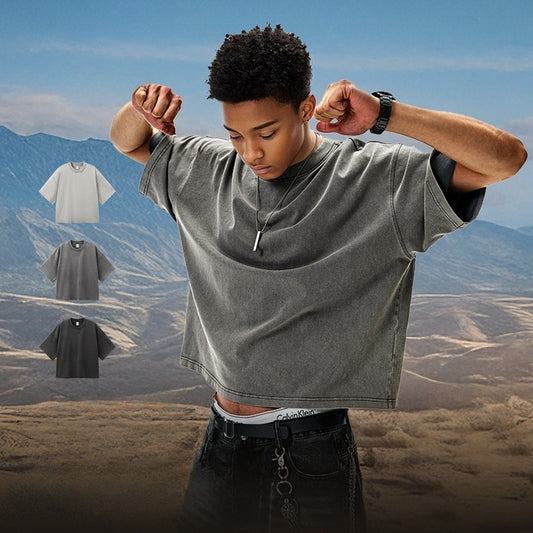 Men's Cotton Washed-out Vintage Trendy Brand T-shirt