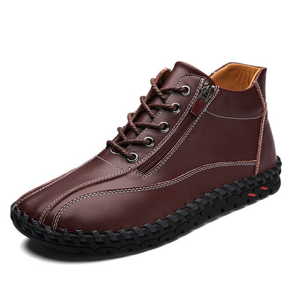 Autumn And Winter Mid-top Work Shoes Side Zipper Casual