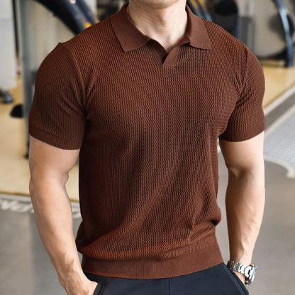 Men's Button Henry Collar Sports Polo Shirt