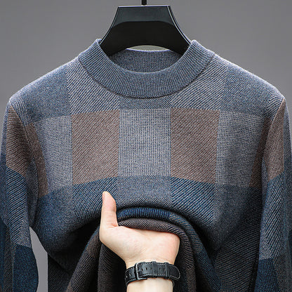 Men's Knitting Sweater Middle-aged Pullover Crew Neck Casual Bottoming Shirt