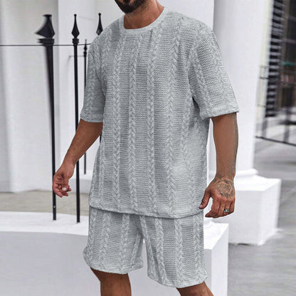 Knitted Solid Color Jacquard Summer Casual Round Neck Pullover