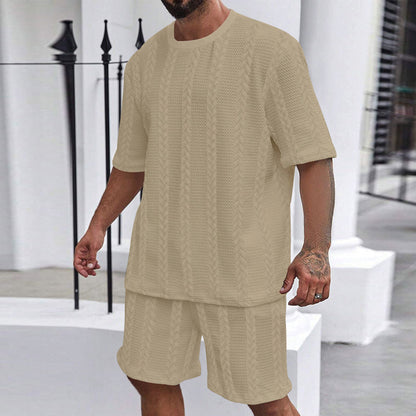 Knitted Solid Color Jacquard Summer Casual Round Neck Pullover