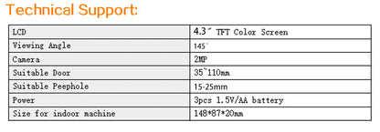 Hidden Electronic Cat's Eye 4.3 Inch Visible Electronic Cat's Eye Large Screen