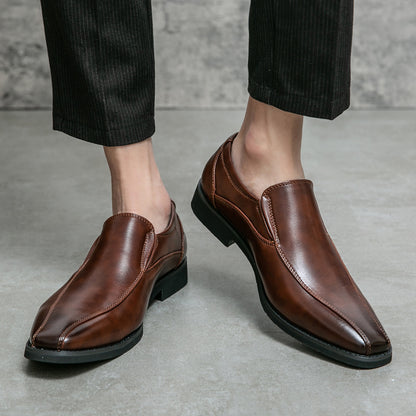 Men's Shoes Patent Leather Casual Pointed Leather Shoes Studio Set Leather