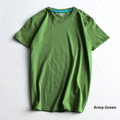 Men's Round Neck Blank Solid Color Cotton T-shirt