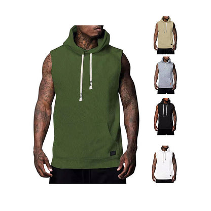 Sleeveless Vest Top Men's Waistcoat Hooded