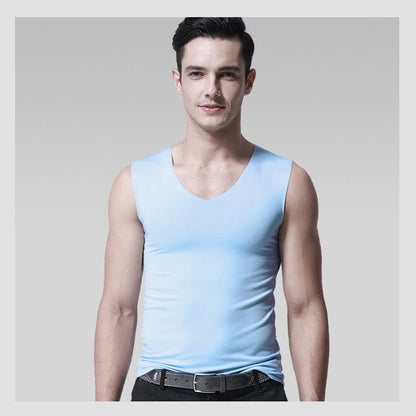 Silk Seamless Men's Vest With Tight And Wide Shoulders