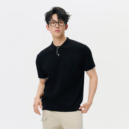 Business Casual Sweater Men's High Sense Summer Contrast Color Lapels
