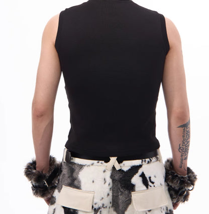 Slim-fit Stretch Waistcoat V-neck Sleeveless T-shirt