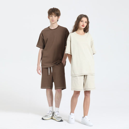 Retro Shoulder Contrasting Color Line Short Sleeved Shirt