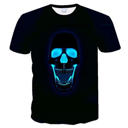Skull Men's And Women's 3D Digital Printing Loose Fashion Casual Short Sleeve