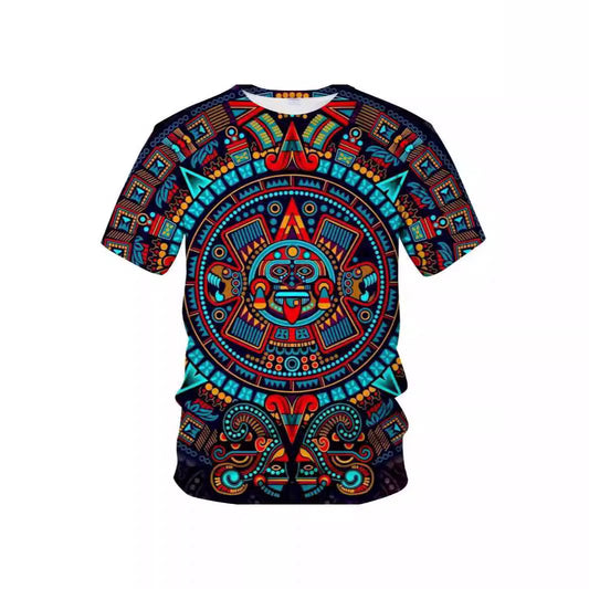 Men's Mexican Maya Realistic Pattern Short Sleeve