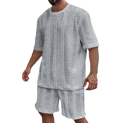 Knitted Solid Color Jacquard Summer Casual Round Neck Pullover