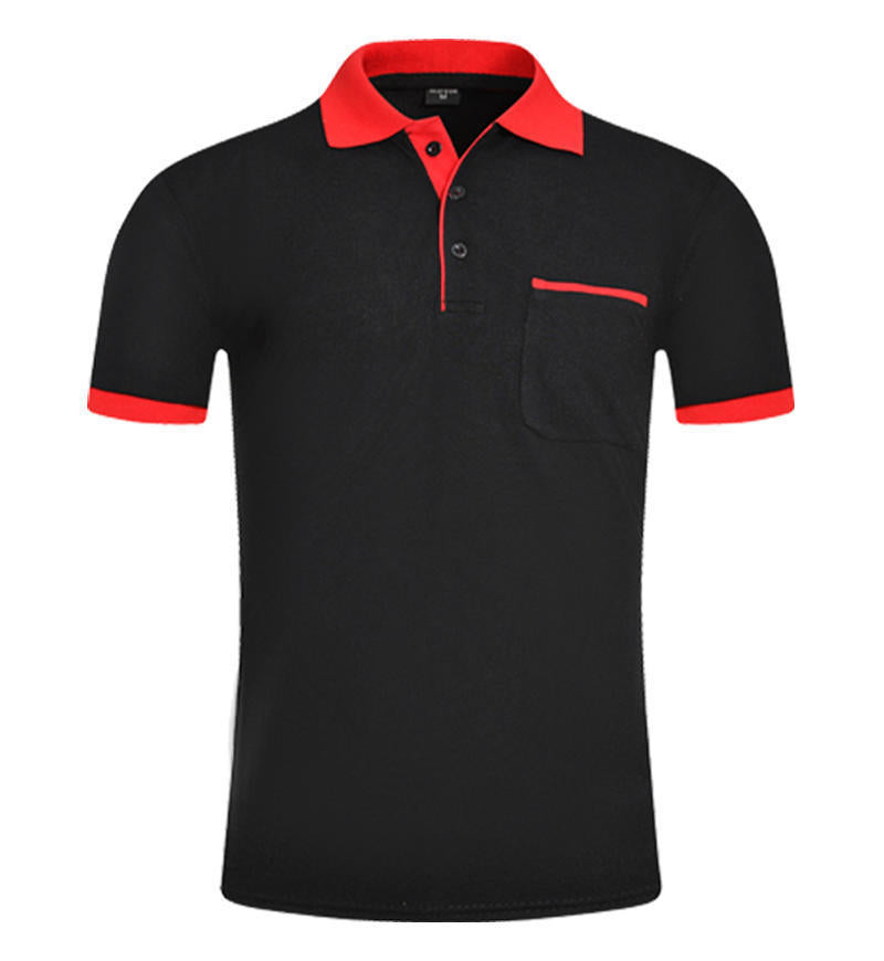 Summer Pocket Color Matching Collar Polo Shirt