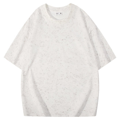 Batik American Solona T-shirt 220g Washed Distressed T-shirt Loose Shoulder Round Neck