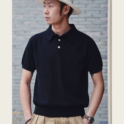 Retro Knitted Cotton Short-sleeved T-shirt