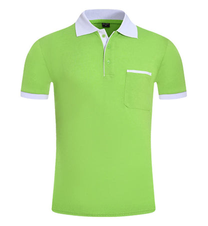 Summer Pocket Color Matching Collar Polo Shirt