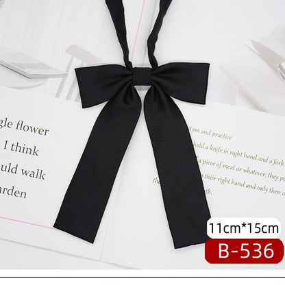 JK Tie Black Gray Plaid Striped Girl Bow