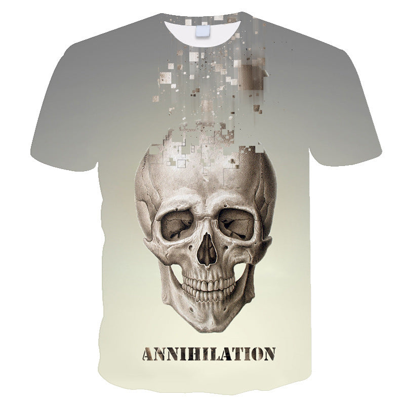 Skull Men's And Women's 3D Digital Printing Loose Fashion Casual Short Sleeve