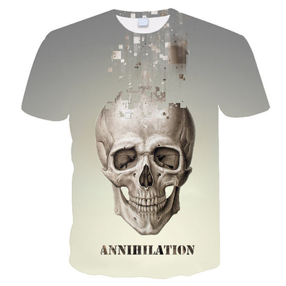 Skull Men's And Women's 3D Digital Printing Loose Fashion Casual Short Sleeve