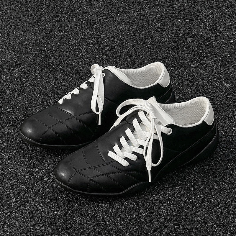 Oblique Lace-up Flat Retro Sports Casual Shoes