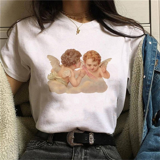 Cute Angel Baby Printed Short Sleeves For Lovers