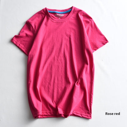 Men's Round Neck Blank Solid Color Cotton T-shirt