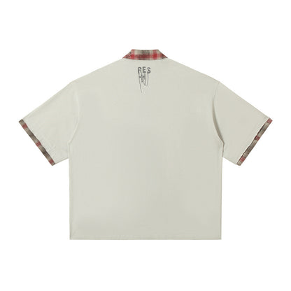 Men's Lapel Graffiti Printing Loose New All-match Short-sleeved Top