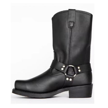 Vintage Men's Cowboy Boots Belt Buckle Ring High Top