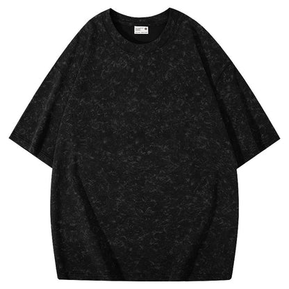 Batik American Solona T-shirt 220g Washed Distressed T-shirt Loose Shoulder Round Neck