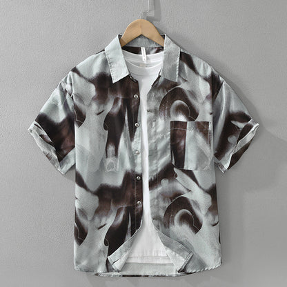 Japanese Trendy Printed Short Sleeve Shirt