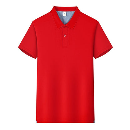 220g Back Of Turtle Split Solid Color Polo Collar T-shirt