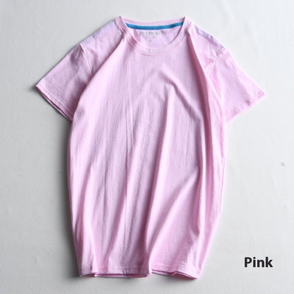 Men's Round Neck Blank Solid Color Cotton T-shirt