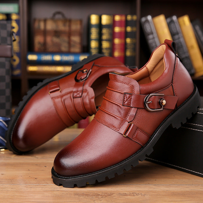 Low-top Versatile Retro Motorcycle Platform Round Toe Holder Men's Shoes