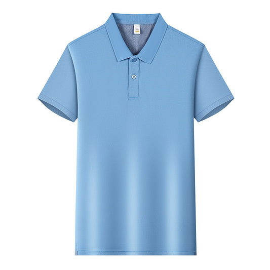 220g Back Of Turtle Split Solid Color Polo Collar T-shirt