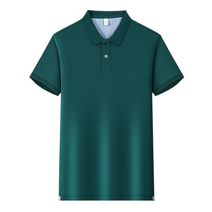 220g Back Of Turtle Split Solid Color Polo Collar T-shirt