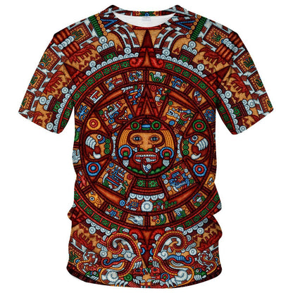 Men's Mexican Maya Realistic Pattern Short Sleeve