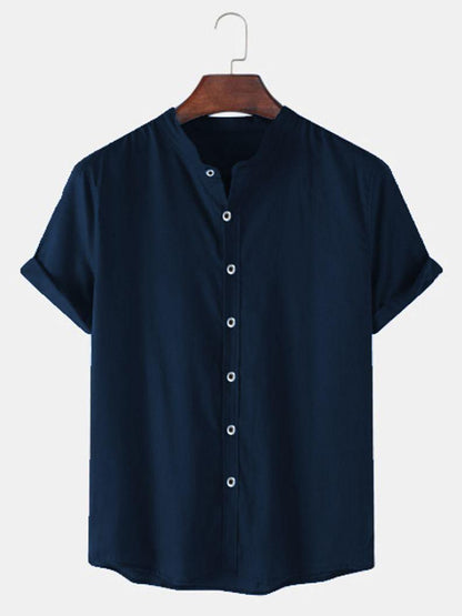 Cotton Solid Half Sleeves Polo Neck Mens Shirt