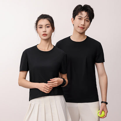 Ice Silk Quick-drying T-shirt Antibacterial Anti-UV Solid Color Short Sleeve Casual