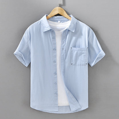 Summer Men's Casual Short-sleeved Cotton Shirt