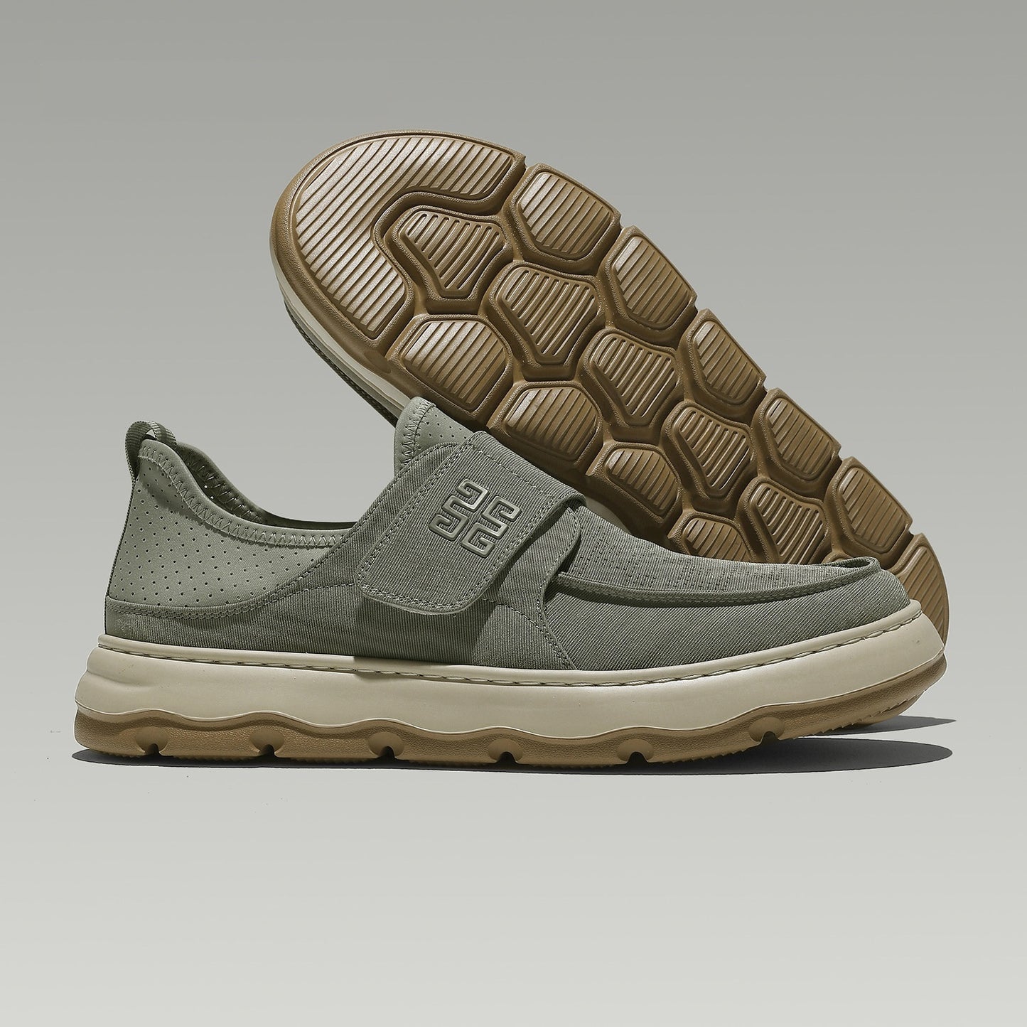 Perforated Breathable Velcro Casual All-matching Men's Shoes