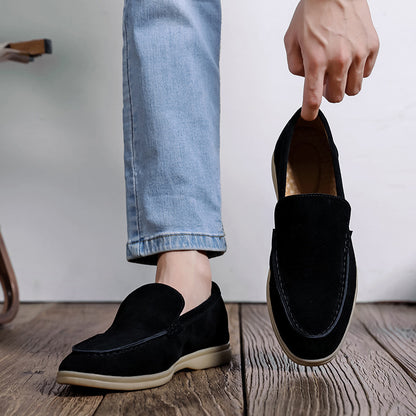 Autumn New Shallow Mouth Loafers Men Suede Slip-on